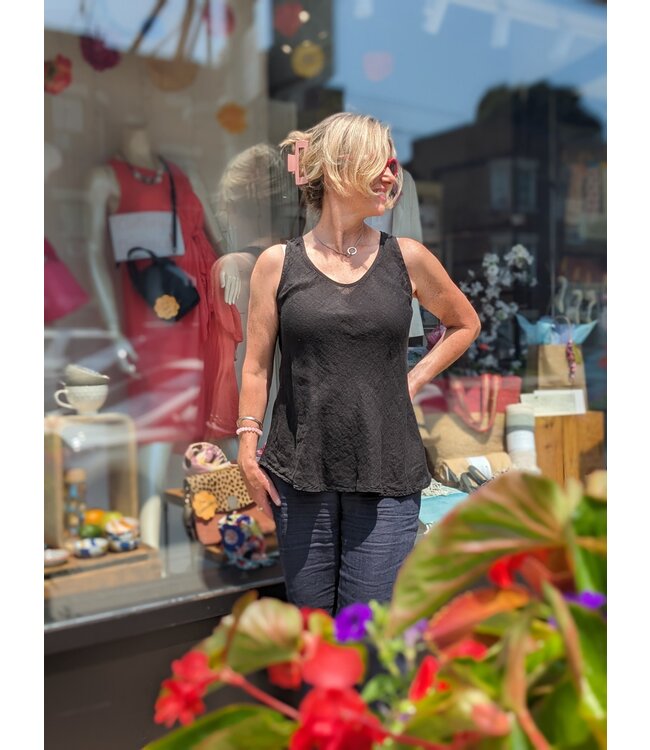 Linen Tank Top - Black