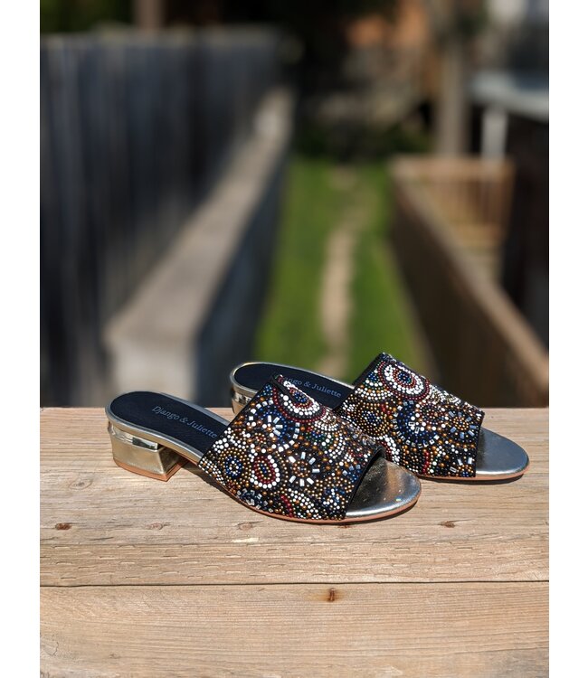 Django & Juliette Tammy Beaded Sandals - Black/Gold