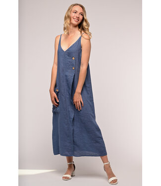 Fold Over Linen Dress - Jeans