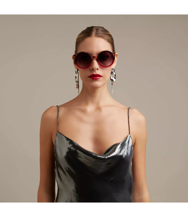 Okkia Monica Circle Sunglasses - Havana Pink