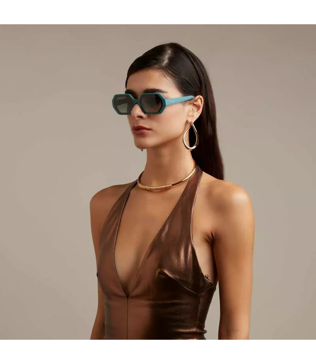 Okkia Andrea Hexagonal Sunglasses - Green Sage