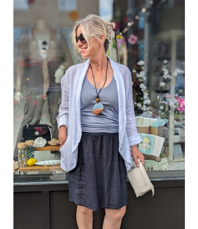 Linen Blazer w/Pockets - White