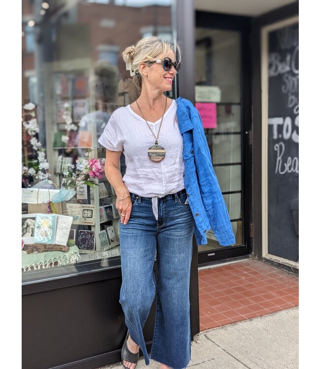 Linen top w/ Front Tie - White