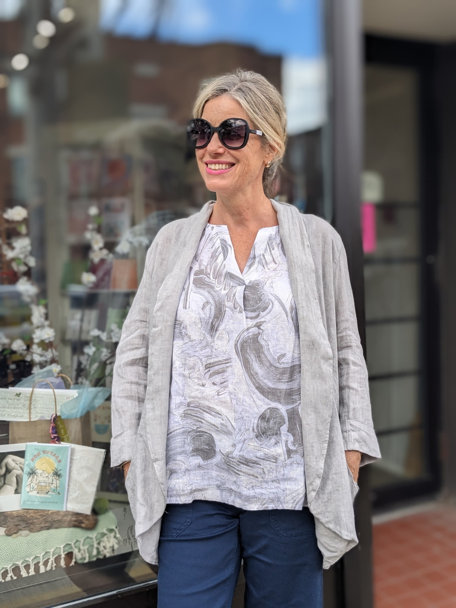 Linen Blazer w Pockets Dove Grey Set Me Free