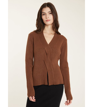 Pistache Twisted Rib Knit Sweater - Biscotti