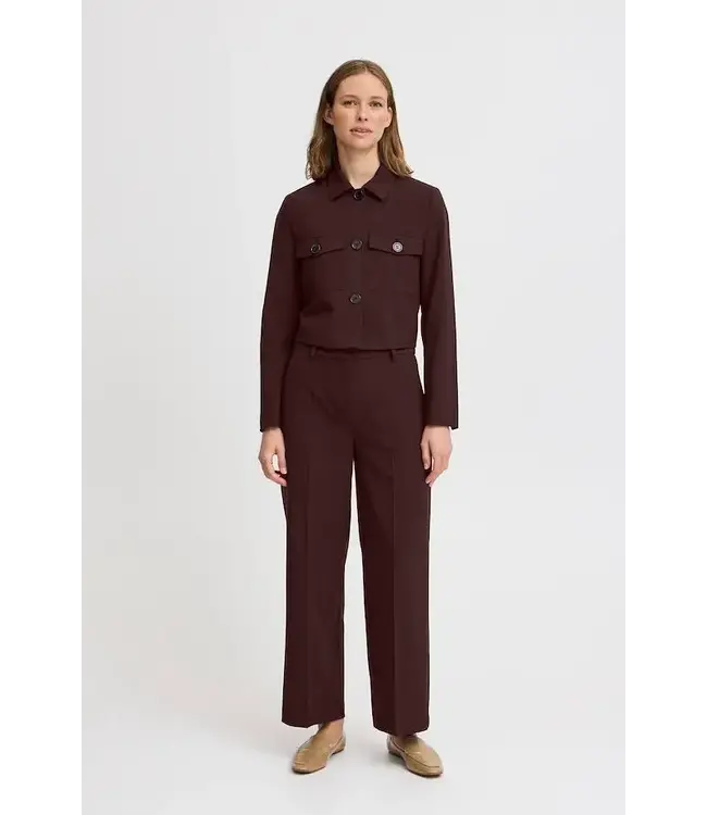 B. Young Danta Wide Leg Crop Pants - Hot Chocolate