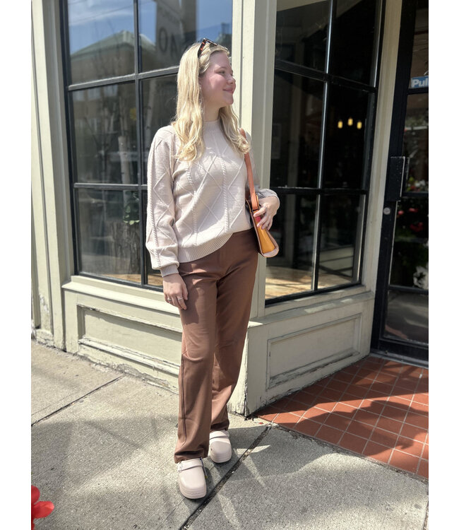 Pistache Ponte Stretch Pants - Biscotti