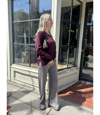 Pistache Ribbed Knit Pants - Taupe