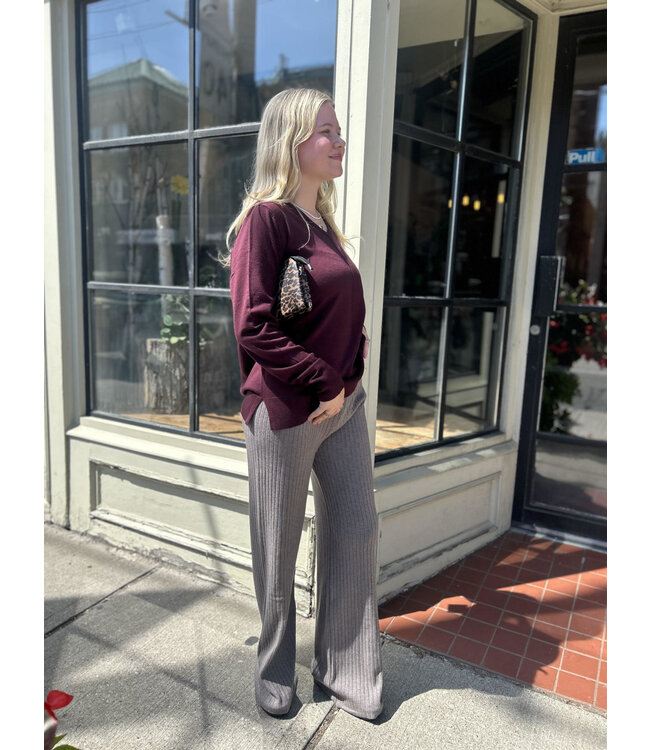 Ribbed Knit Pants Taupe Set Me Free
