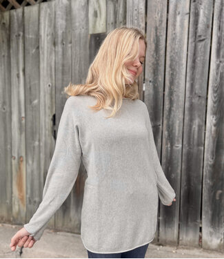 Orientique Knit Boat Neck Long Sleeve - Grey Melange