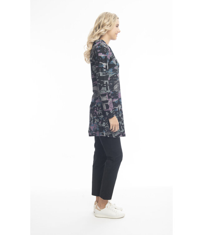 Orientique Mozart Raised Neck Tunic w/Pockets - Print