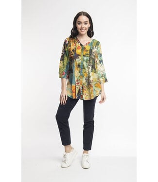 Orientique Tunic Pleated Blouse - Print