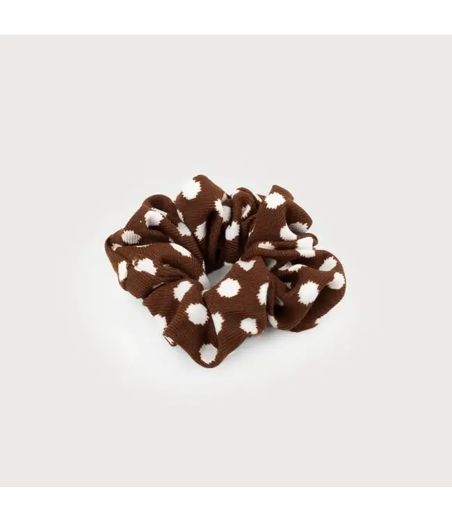 Polka Dot Scrunchie - Brown