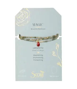 Scout Teardrop Stone of Magic Wrap - Labradorite / Fuchsia / Gold