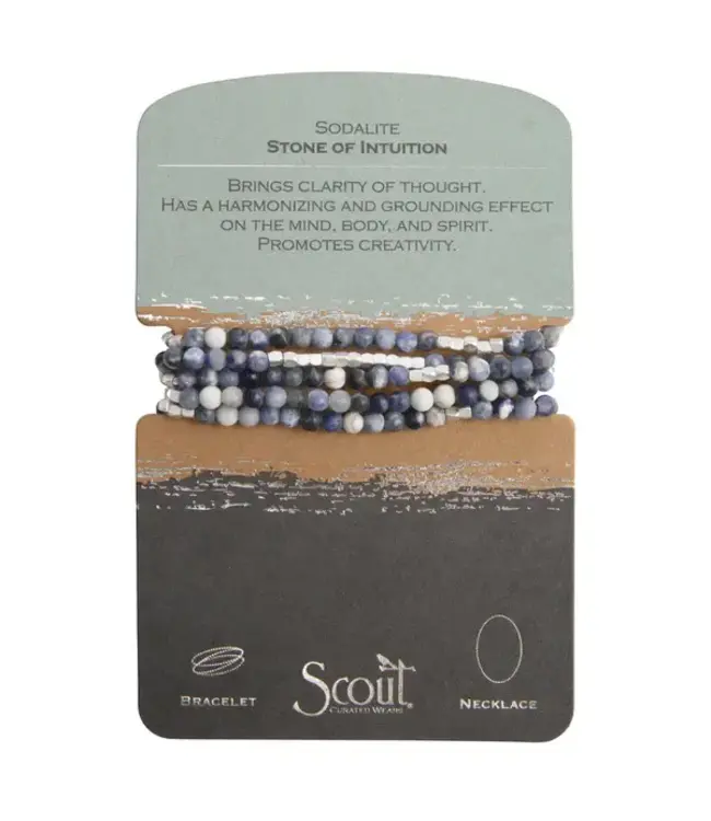 Scout Duo Wrap Bracelet and Necklace - Sodalite / Silver