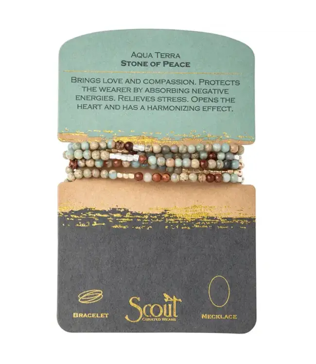 Scout Duo Wrap Bracelet and Necklace - Aqua Terra / Gold / Silver