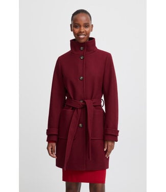 B. Young Cilia Button/Belted Coat - Pomegranate