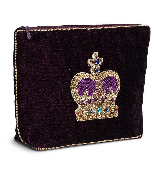 Abbott Velvet Pouch w/Crown - Burgundy