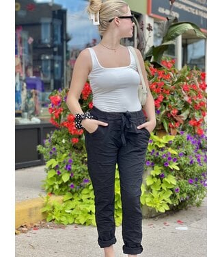 Made in Italy Crinkle Joggers - Fab Black