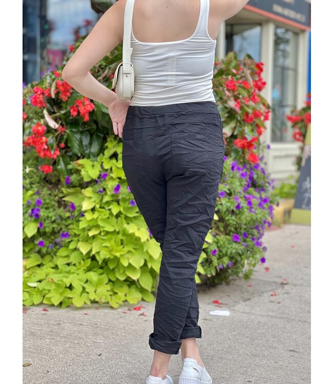 Made in Italy Crinkle Joggers - Fab Black