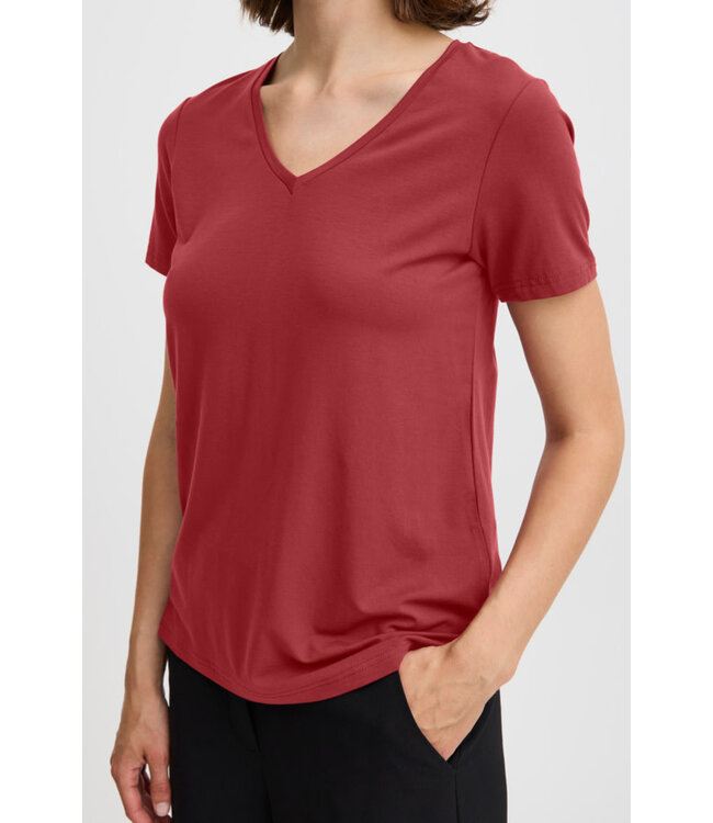B. Young BYRexima V-Neck T-Shirt - Pomegranate