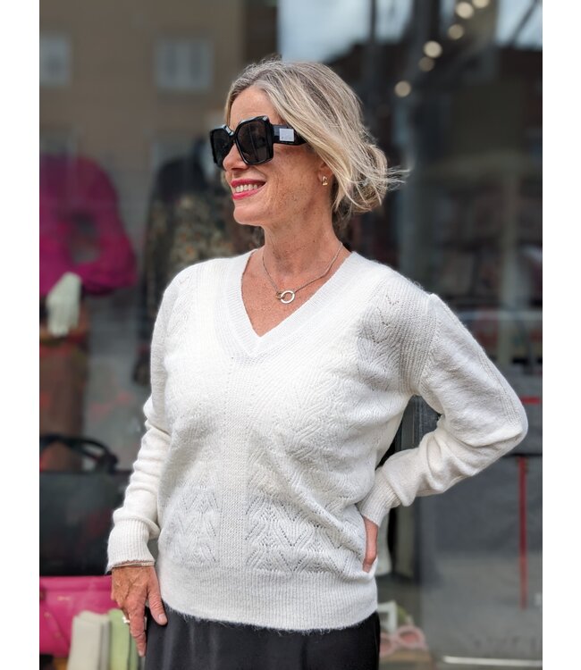 ICHI IHLamora Knit Long Sleeve - Cloud Dancer