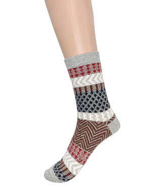 Boot Socks - Zigzag - Grey/White
