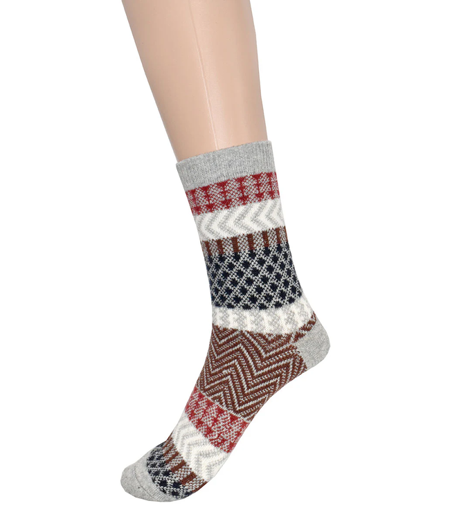 Boot Socks - Zigzag - Grey/White