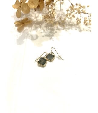 Glee Jewelry Florence Square Earring - Gold/Labradorite