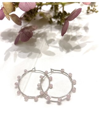 Glee Jewelry Pritti Hoops - Silver/Rose Quartz