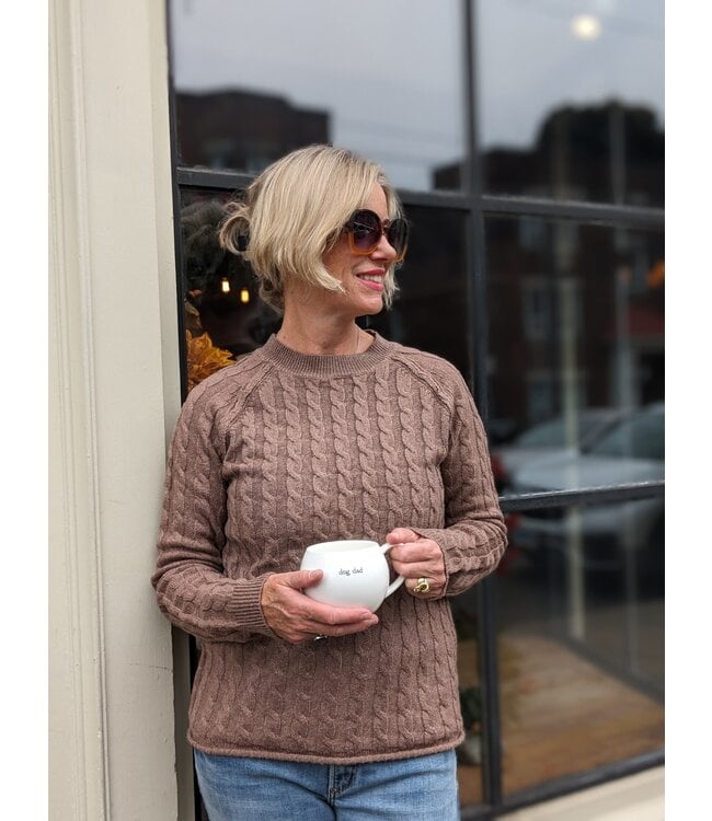 Point Zero Narrow Cable Knit Sweater  - Taupe