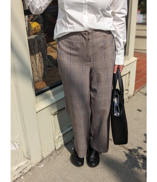 Point Zero Plaid Straight Leg Trousers - Brown