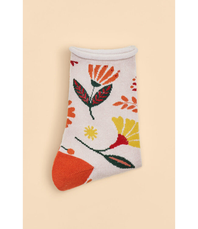 Powder Women's Ankle Socks - Watercolour Floral Cream