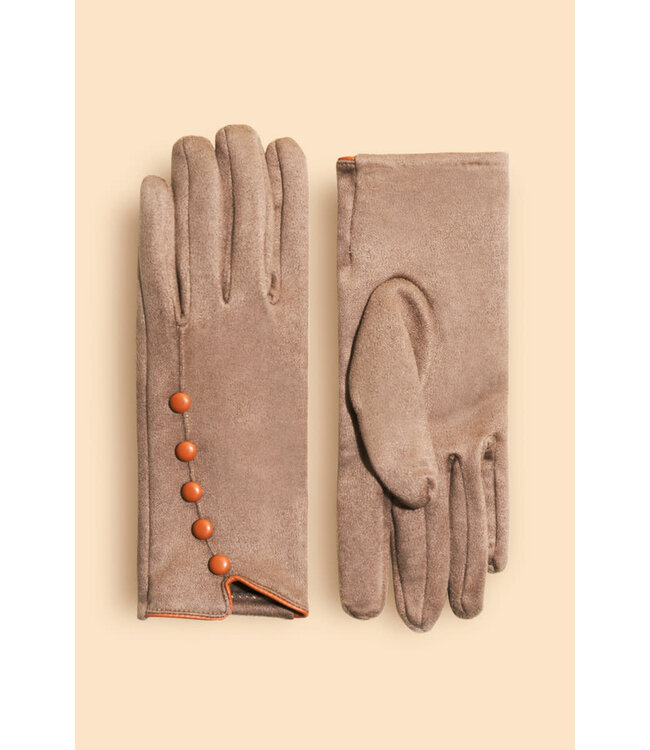 Powder Beatrice Faux Suede Gloves - Stone