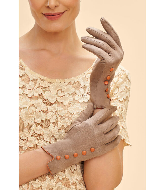 Powder Beatrice Faux Suede Gloves - Stone