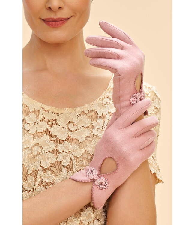 Powder Suki Faux Suede Gloves - Petal