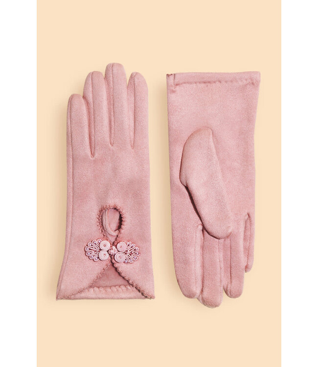 Powder Suki Faux Suede Gloves - Petal