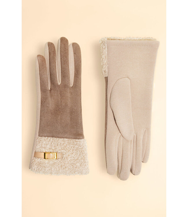 Powder Audrey Faux Suede Gloves - Stone