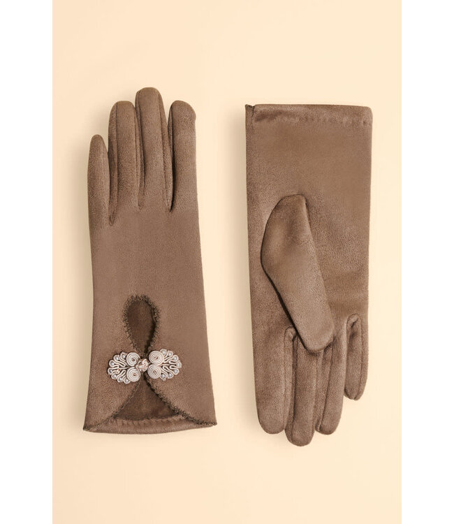 Powder Suki Faux Suede Gloves - Stone