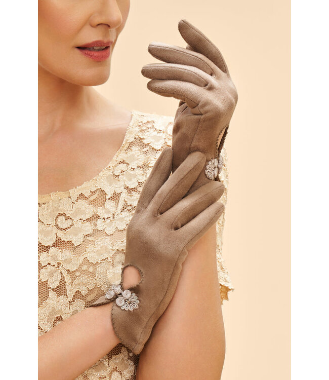 Powder Suki Faux Suede Gloves - Stone