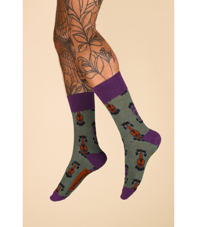 Powder Men's Bamboo Socks - Grand Prix Moss