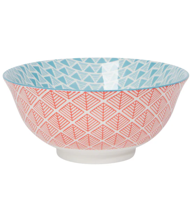 Danica Studio Bowl - 6" - Red/Blue Leaf Geo