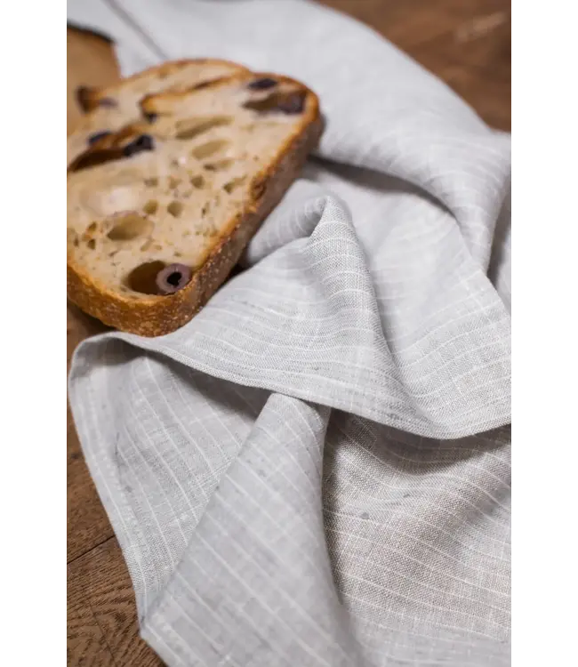 Linen Way Inc. Linen Tea Towel - Findlay - Grey w/Stripes