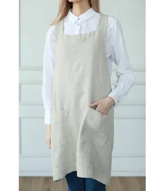 Linen Way Inc. Stonewashed Linen Apron - Beige