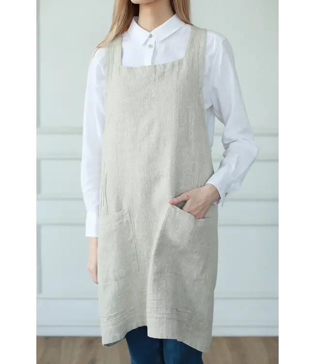 Linen Way Inc. Stonewashed Linen Apron - Beige