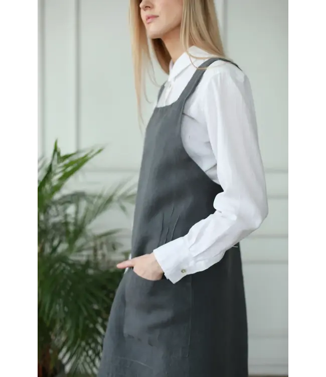Linen Way Inc. Stonewashed Linen Apron - Grey