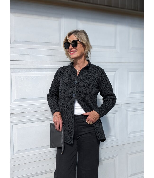 Aran Crafts Button Down Knit Jacket - Grey