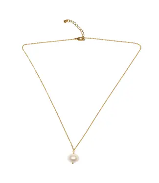 Single Pearl Drop Necklace - Gold