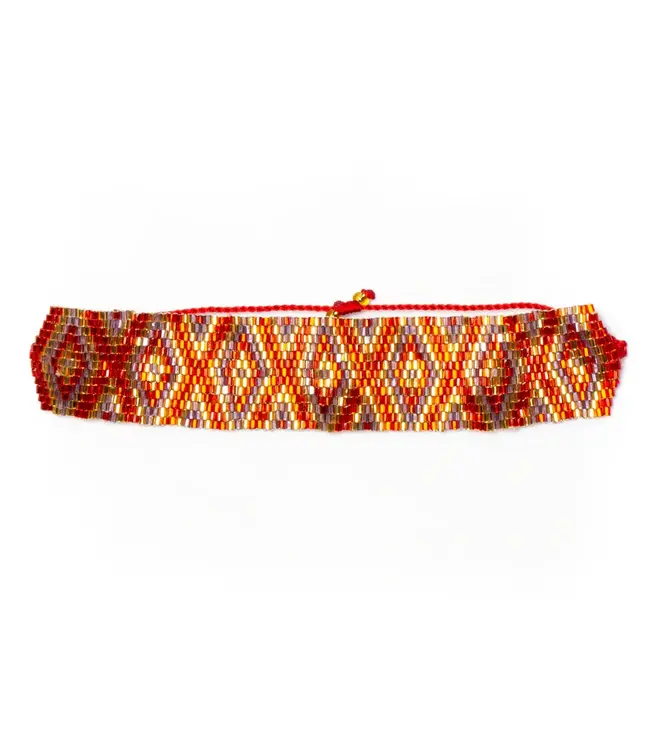 Beaded Aztec Style Bracelet - Red