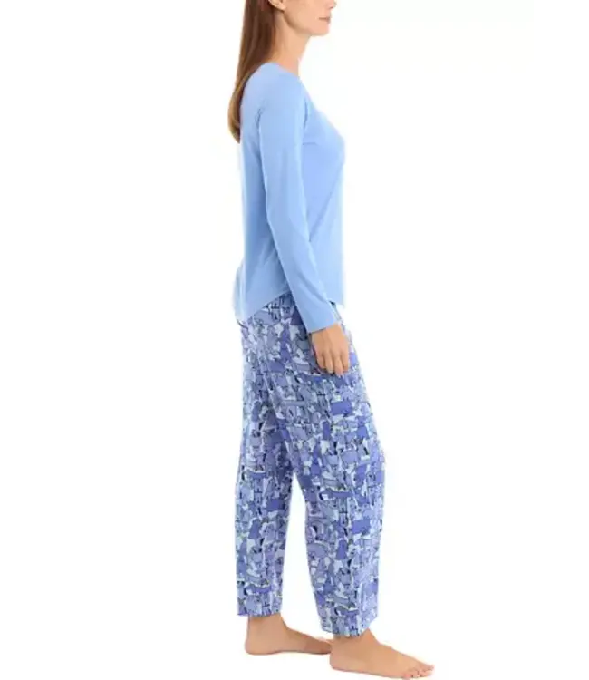 Hue Jersey Pajama Set - Dogs - Hydrangea